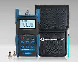 Fiber Optic Power Meter with Data Storage (-50 to +26 dBm) and FC/SC/LC Adapters