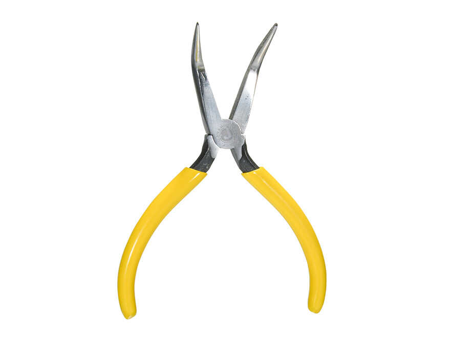 6-3/8" Length Jonard JIC-3026 Long Curved Nose Plier with Yellow Plastic Handle 